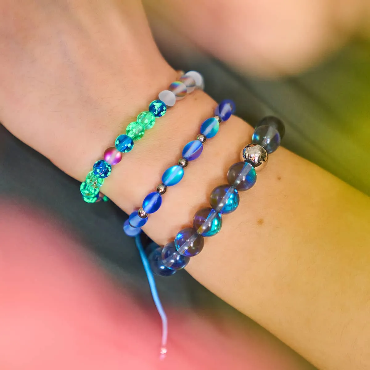 Lunar Tide | .925 Sterling Silver | Galaxy Glass Statement Bracelet