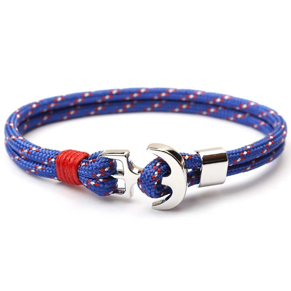 Luxury Modern Handamde Multilayer Anchor Bracelets Charm Survival Rope Chain Fashion Jewelry Bracelet For Men and Women