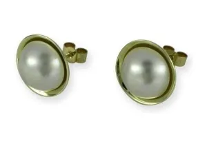 Mabe Pearl Earrings, Yellow Gold
