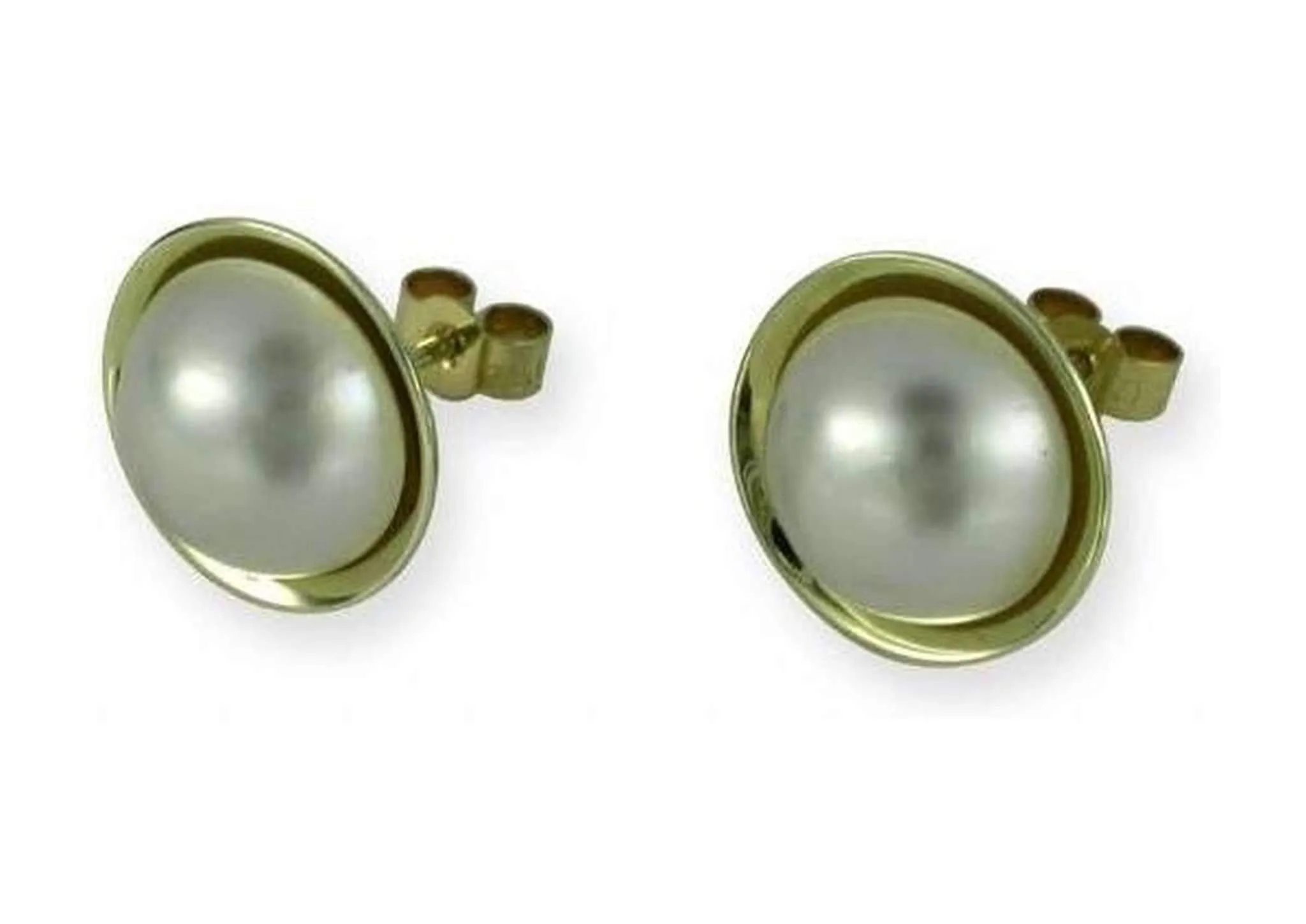 Mabe Pearl Earrings, Yellow Gold