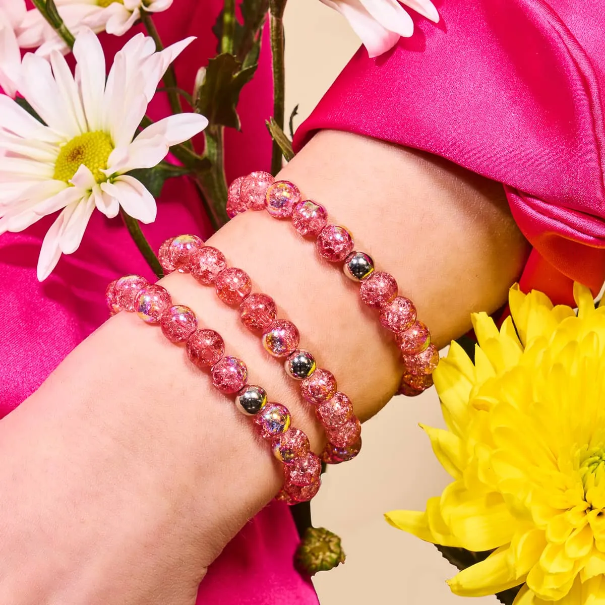 Magenta Meringue | .925 Sterling Silver | Bubble Glass Bracelet