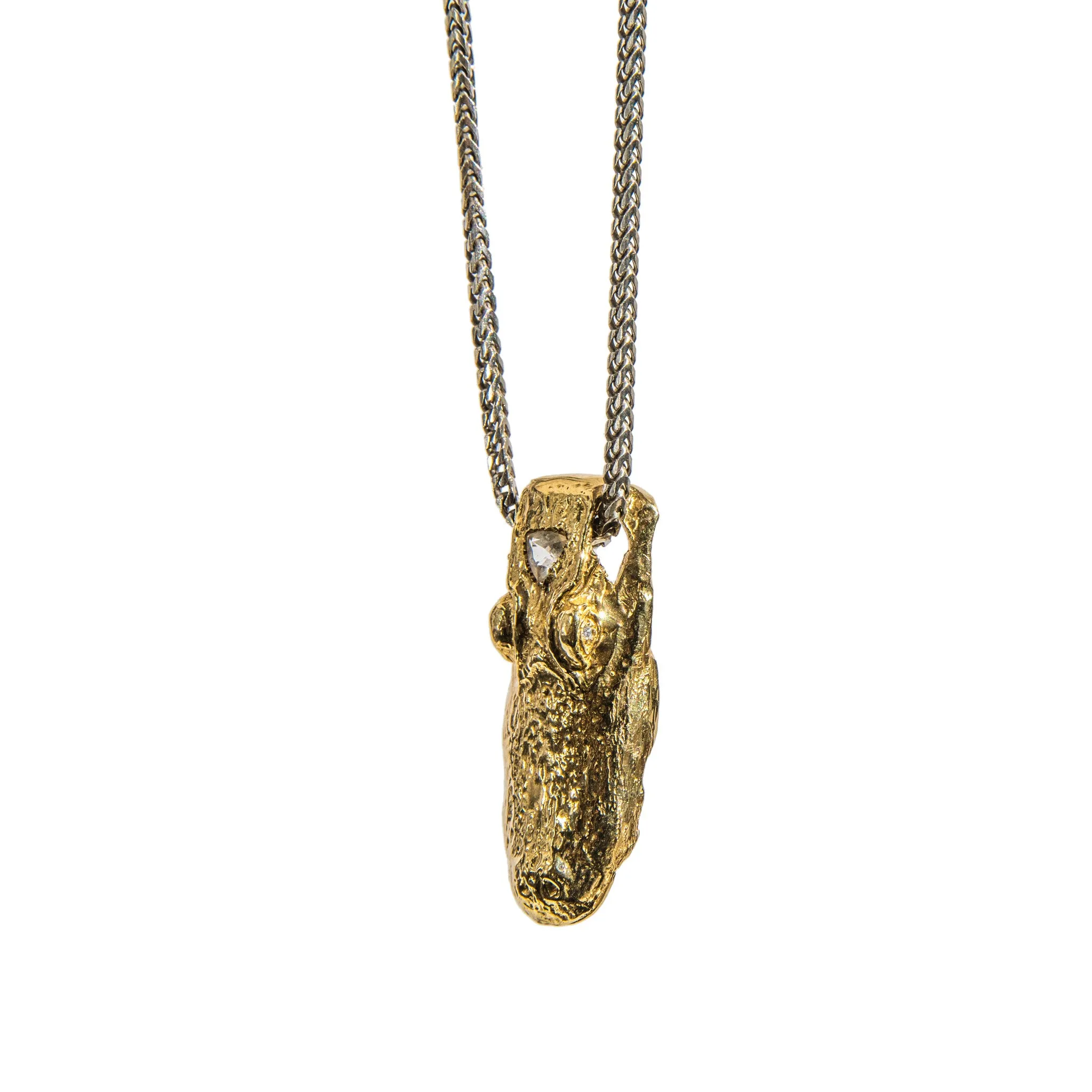 Magical Alligator Necklace with Diamond Eyes