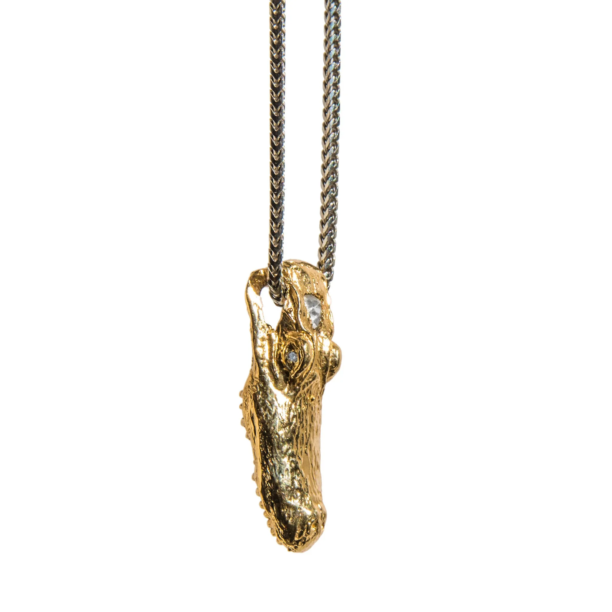 Magical Alligator Necklace with Diamond Eyes