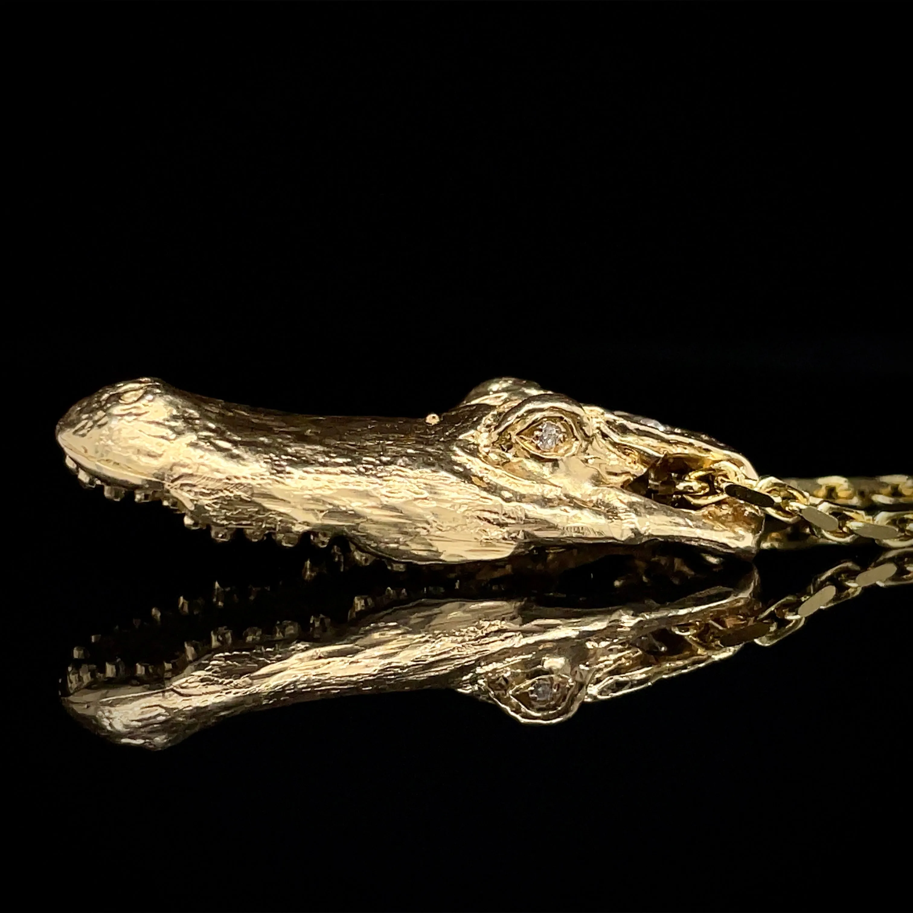 Magical Alligator Necklace with Diamond Eyes