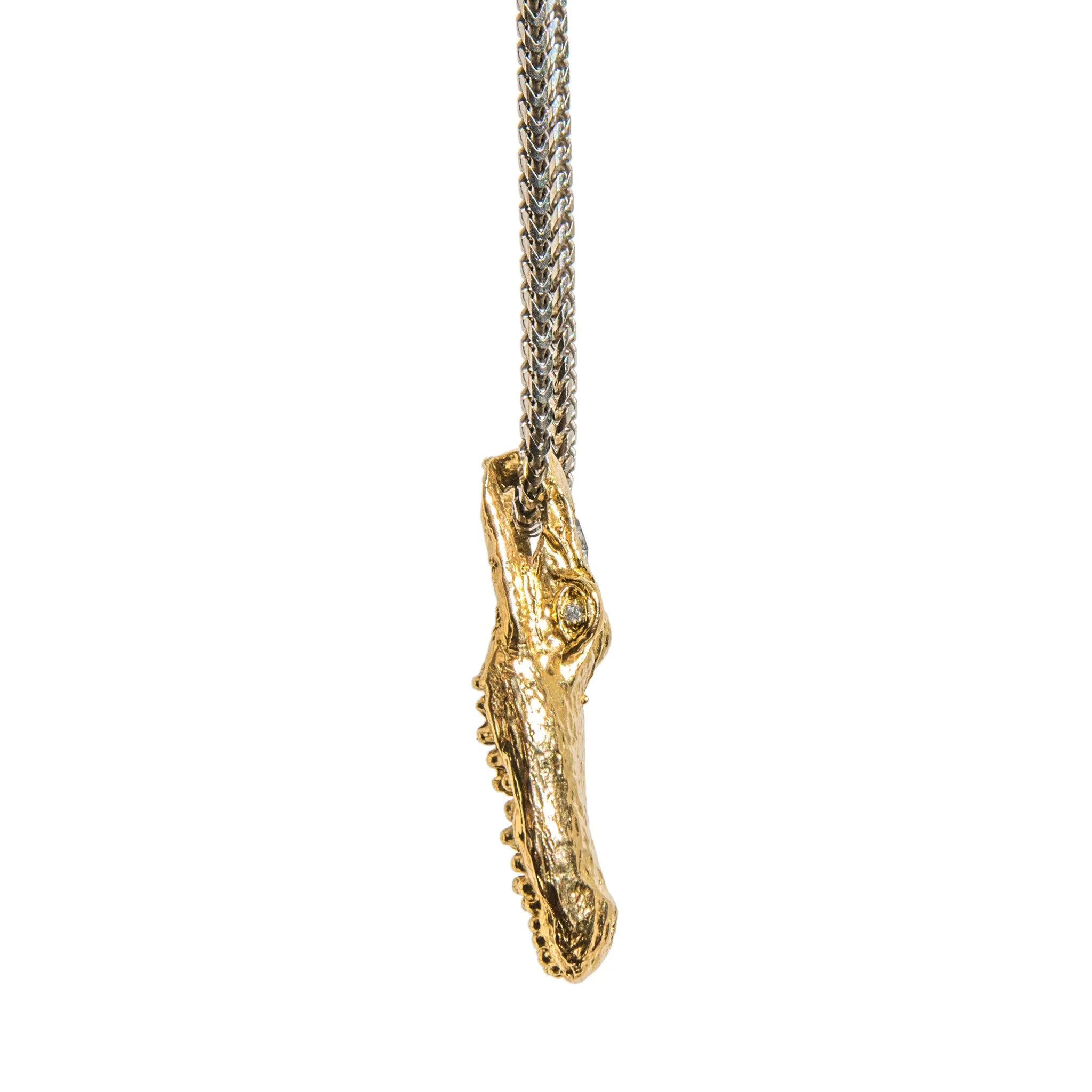 Magical Alligator Necklace with Diamond Eyes