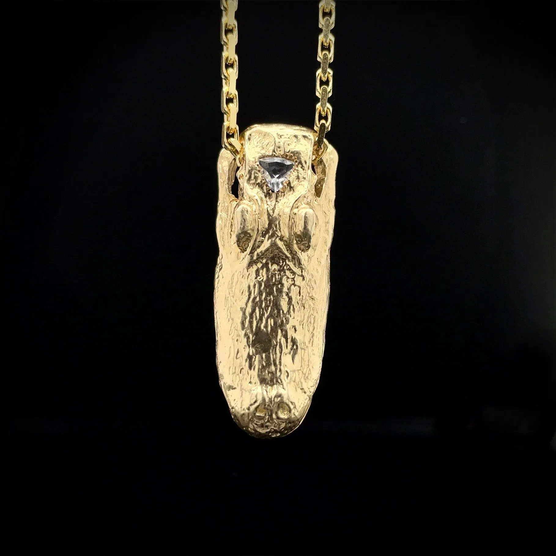 Magical Alligator Necklace with Diamond Eyes