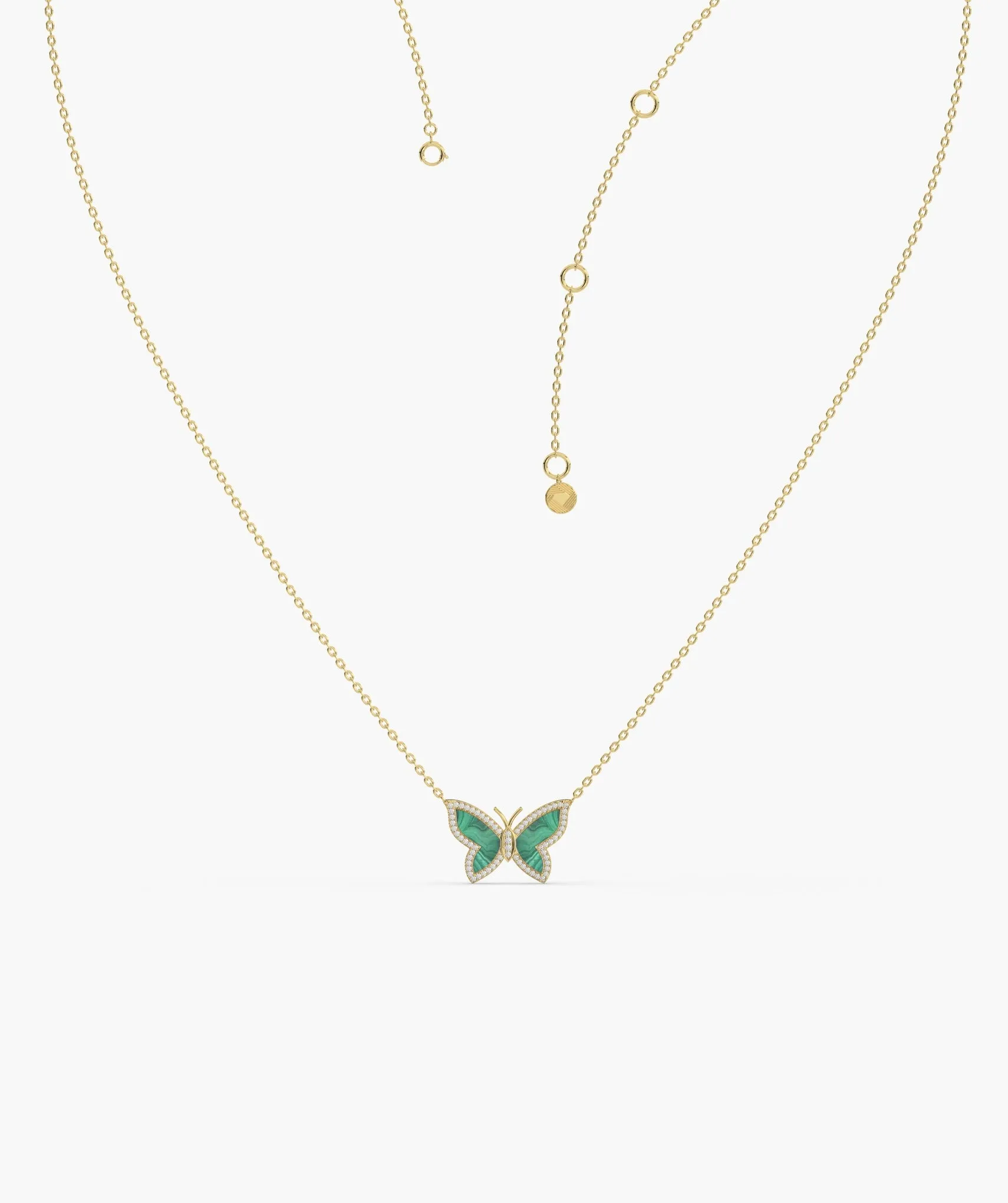 Malachite Butterfly Gold Necklace