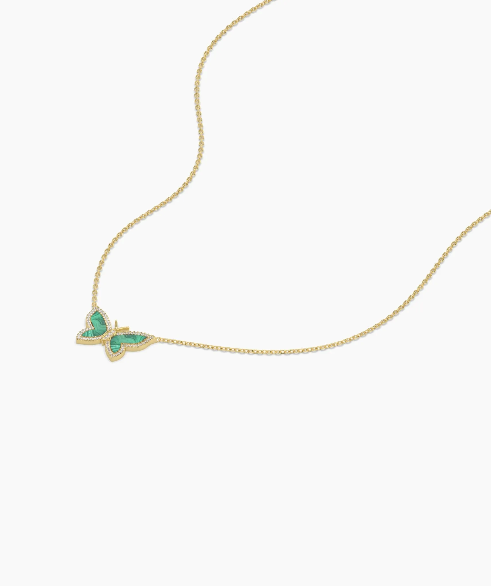 Malachite Butterfly Gold Necklace