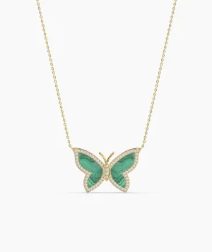 Malachite Butterfly Gold Necklace