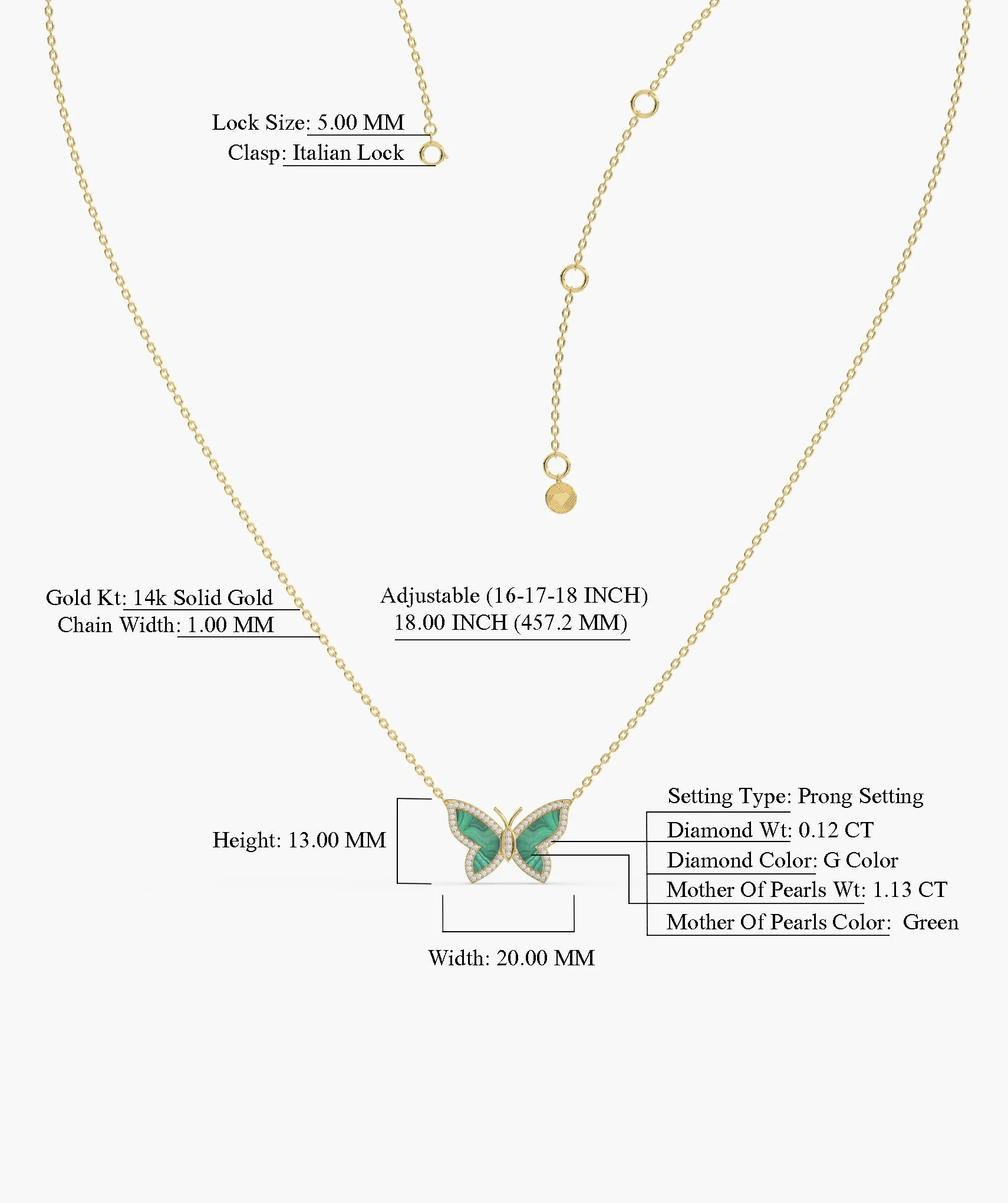 Malachite Butterfly Gold Necklace