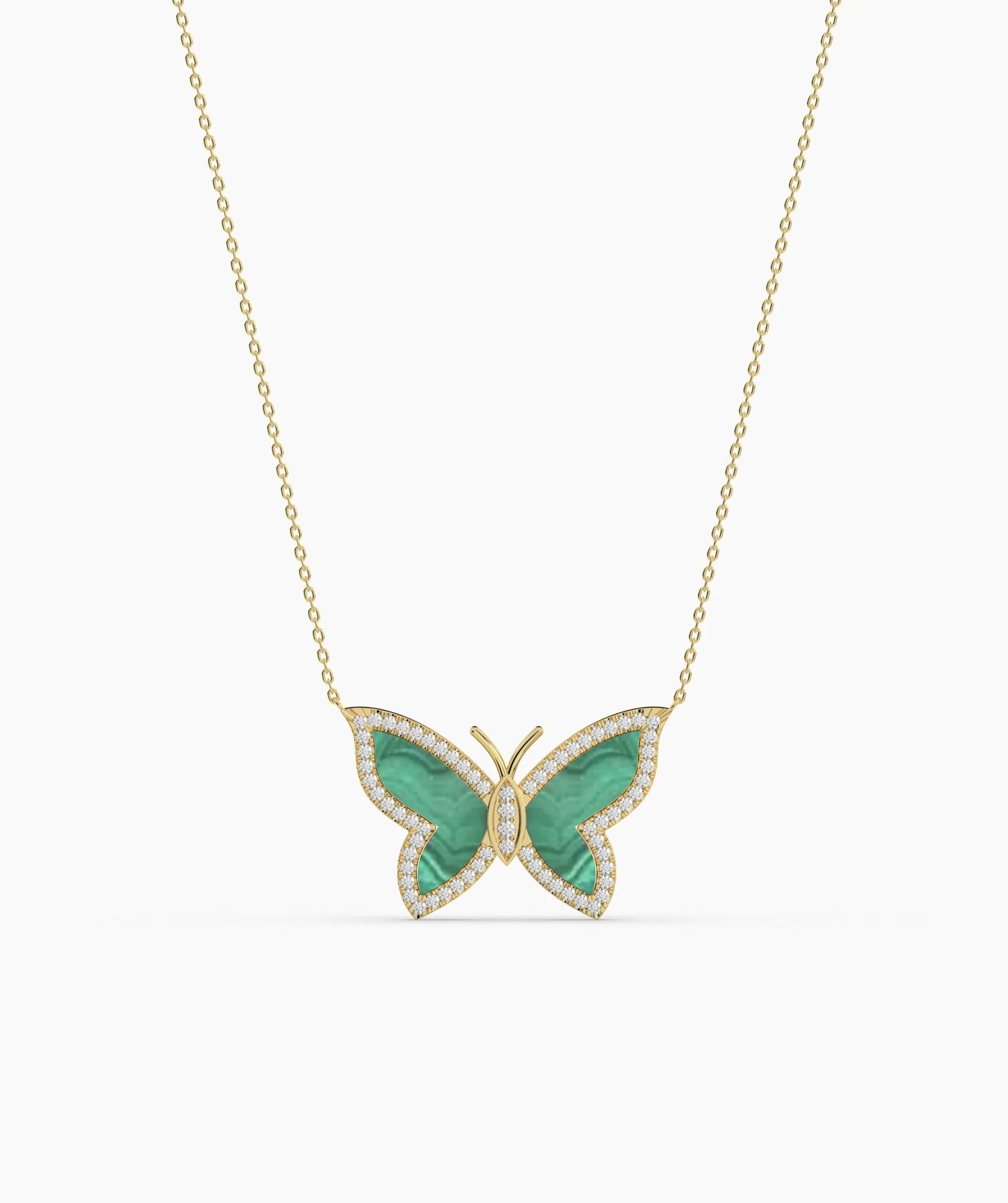 Malachite Butterfly Gold Necklace
