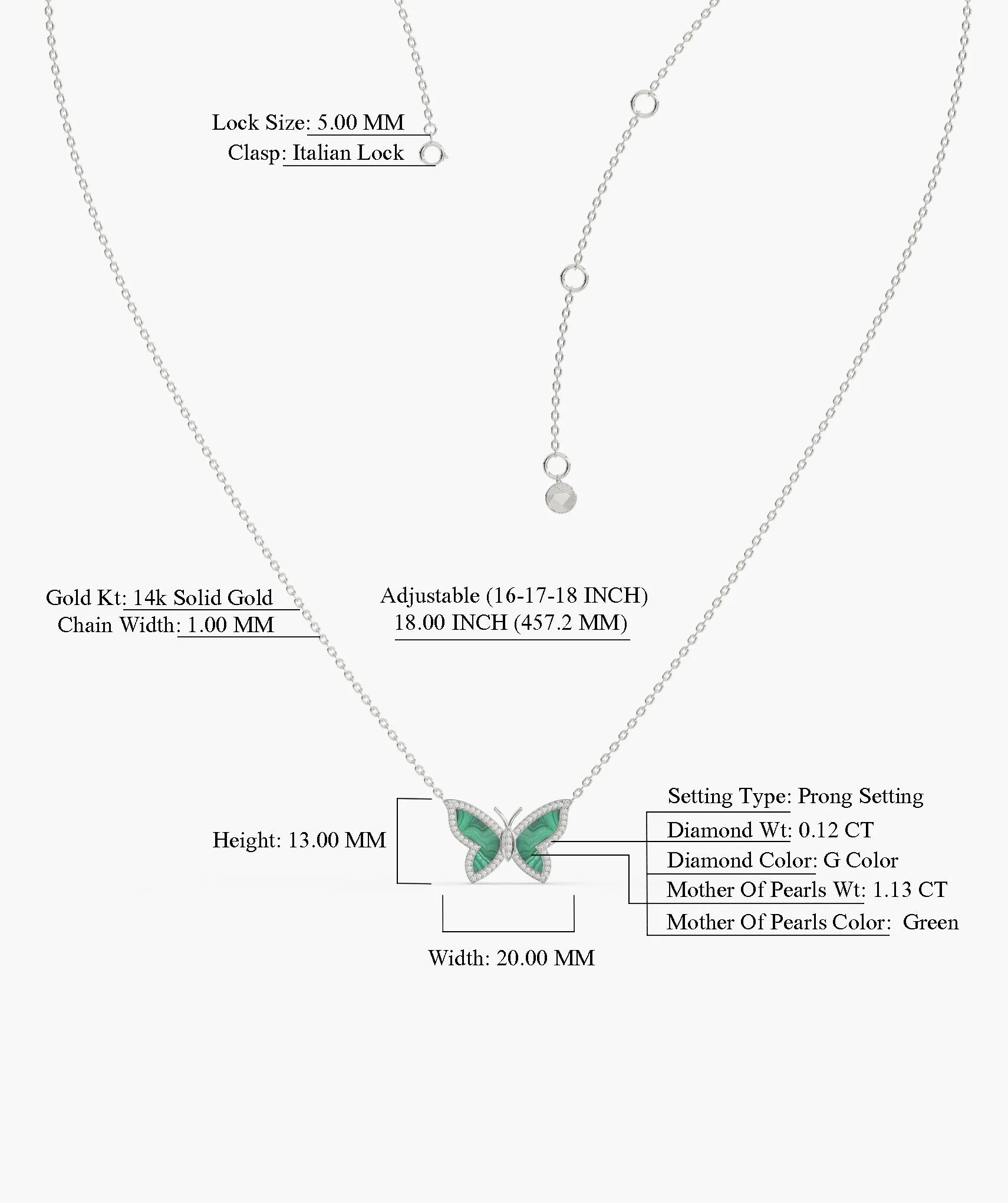 Malachite Butterfly Gold Necklace