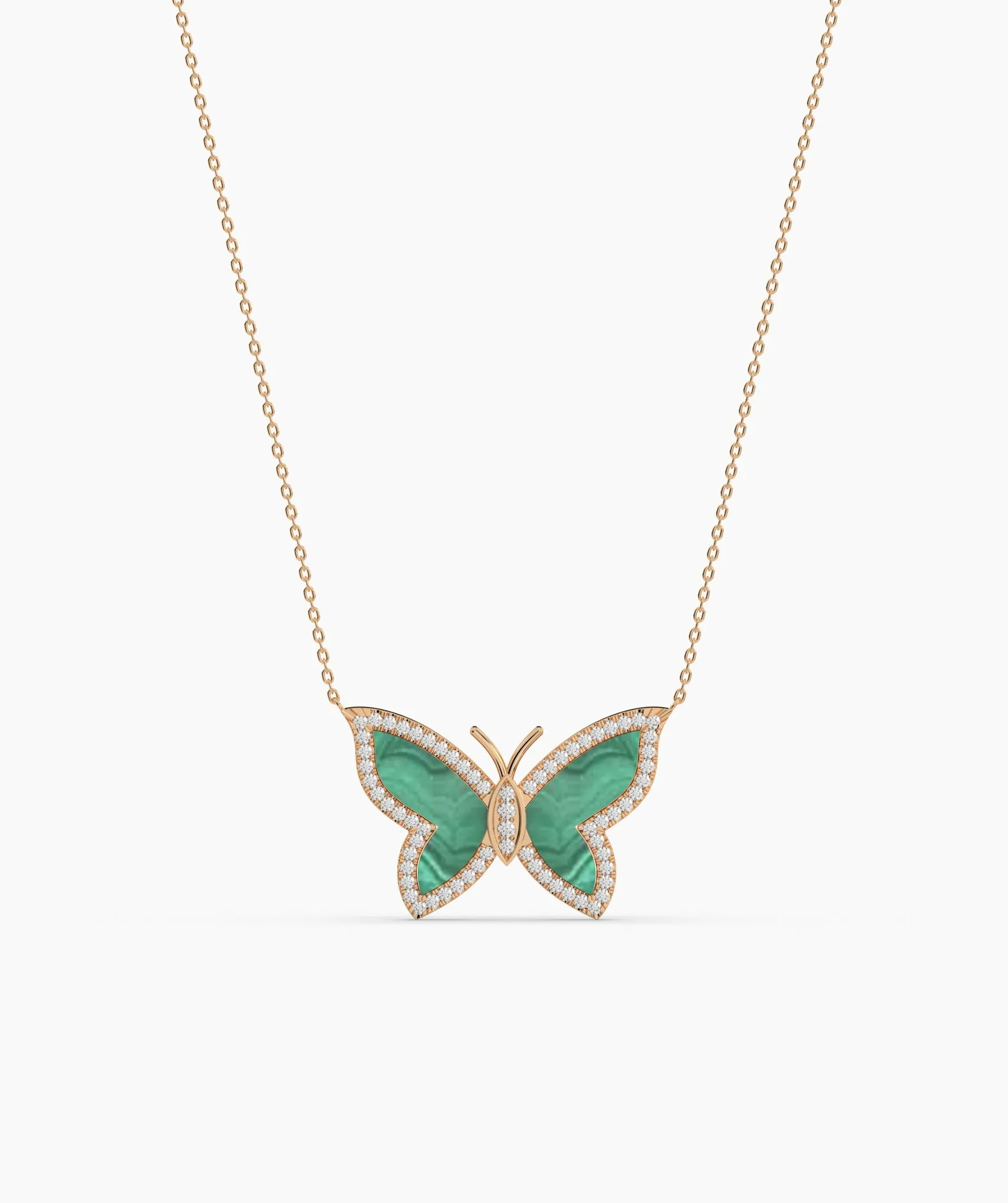 Malachite Butterfly Gold Necklace