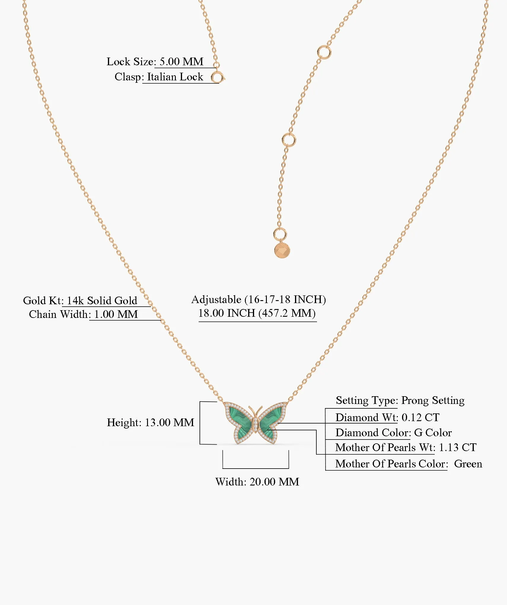 Malachite Butterfly Gold Necklace