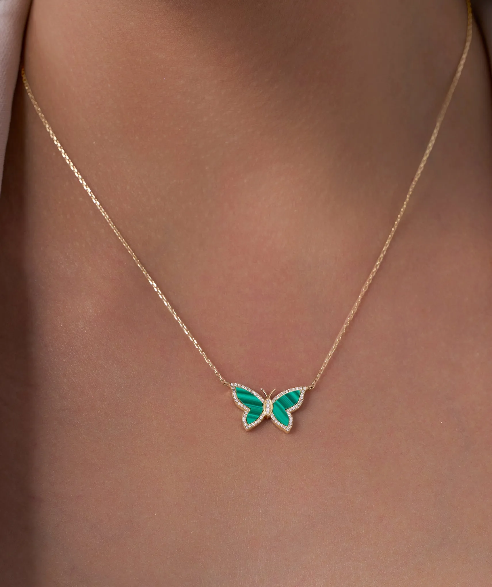 Malachite Butterfly Gold Necklace