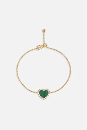 Malachite Heart Adjustable Bracelet