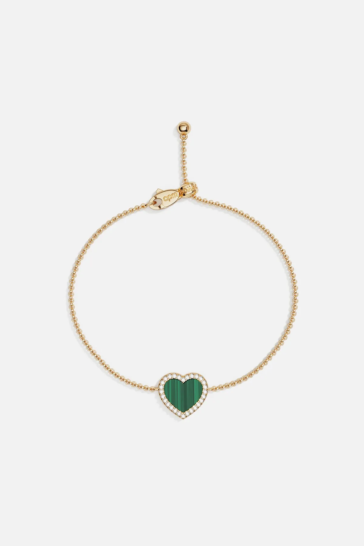 Malachite Heart Adjustable Bracelet