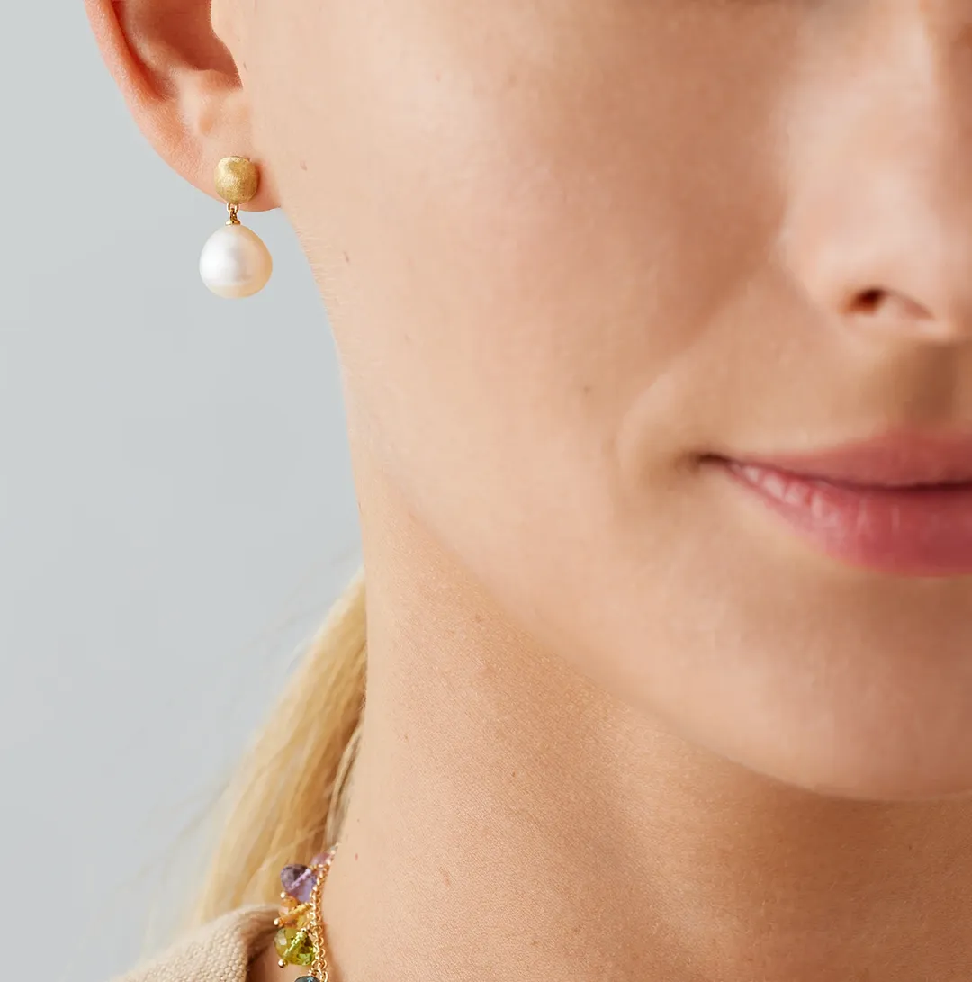 Marco Bicego Africa Yellow Gold Small Pearl Drop Earrings
