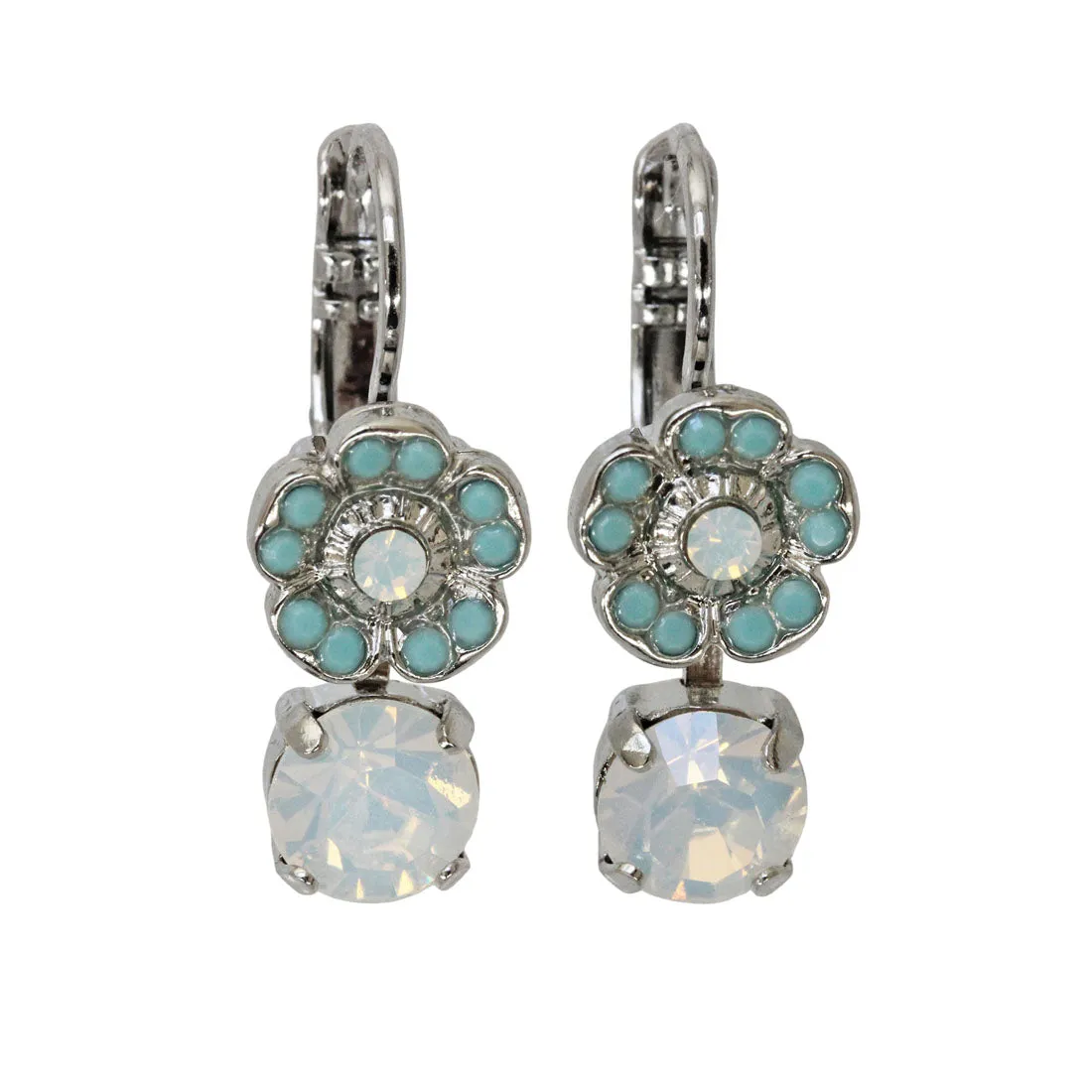 Mariana "Aegean Coast" Rhodium Plated Floret Drop Small Crystal Earrings, 1211 4006ro