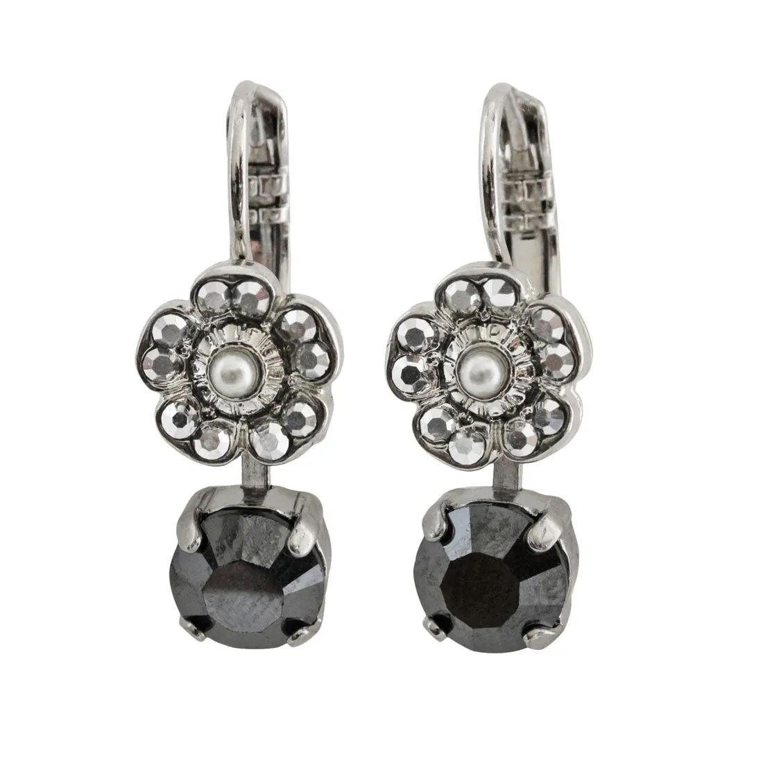 Mariana "Rocky Road" Rhodium Plated Floret Drop Small Crystal Earrings, 1211 1149ro