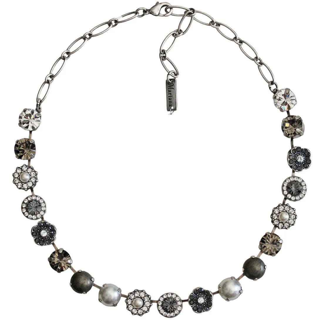 Mariana "Zulu" Silver Plated Lovable Rosette Crystal Necklace, 3084 M1080
