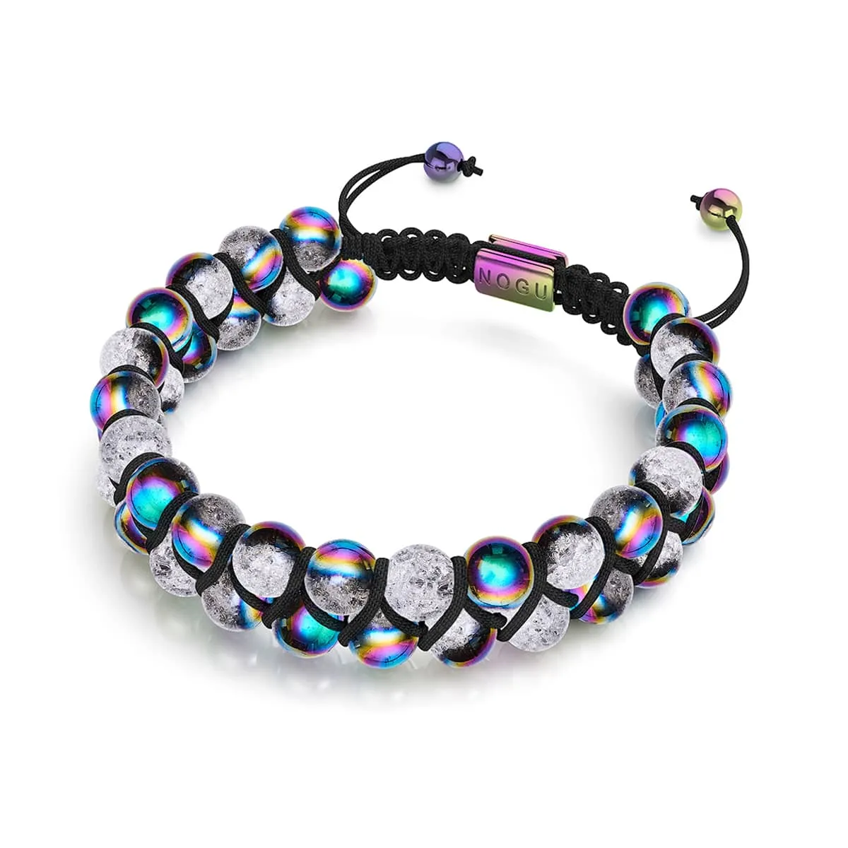 Matte Unicorn Chrome x White | Glitter Glass Double Bracelet