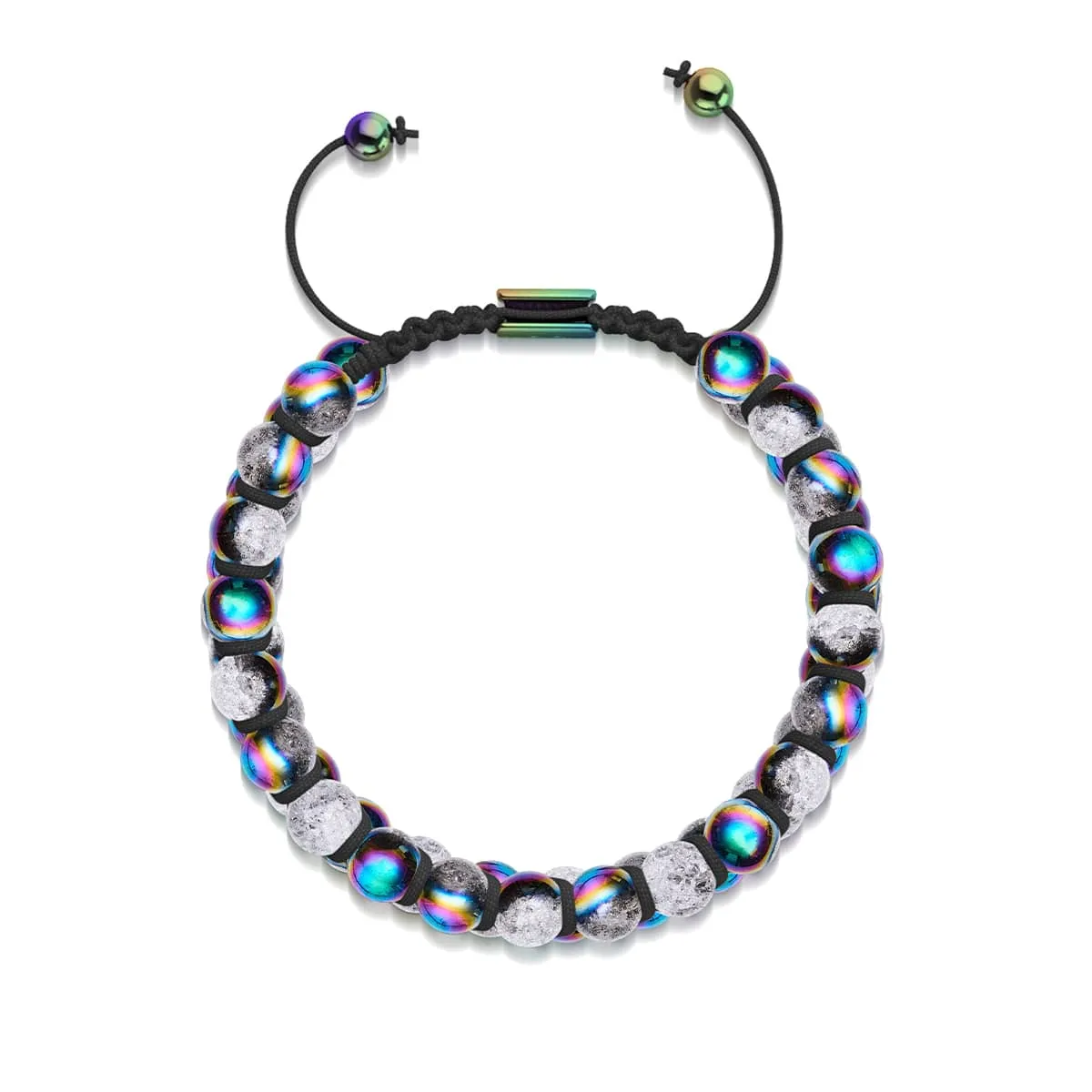 Matte Unicorn Chrome x White | Glitter Glass Double Bracelet