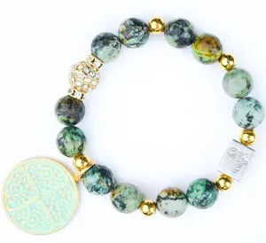 ME™ African Turquoise 7-inch Goldtone Charm Bracelet