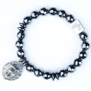 ME™ Limited Edition African Lion 7-inch Hematite Charm Bracelet