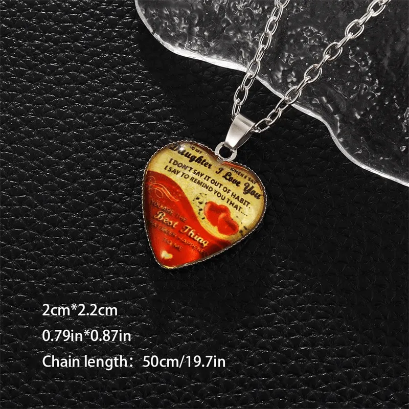 Mens Heart Pendant Necklace Glass Jewelry Gift