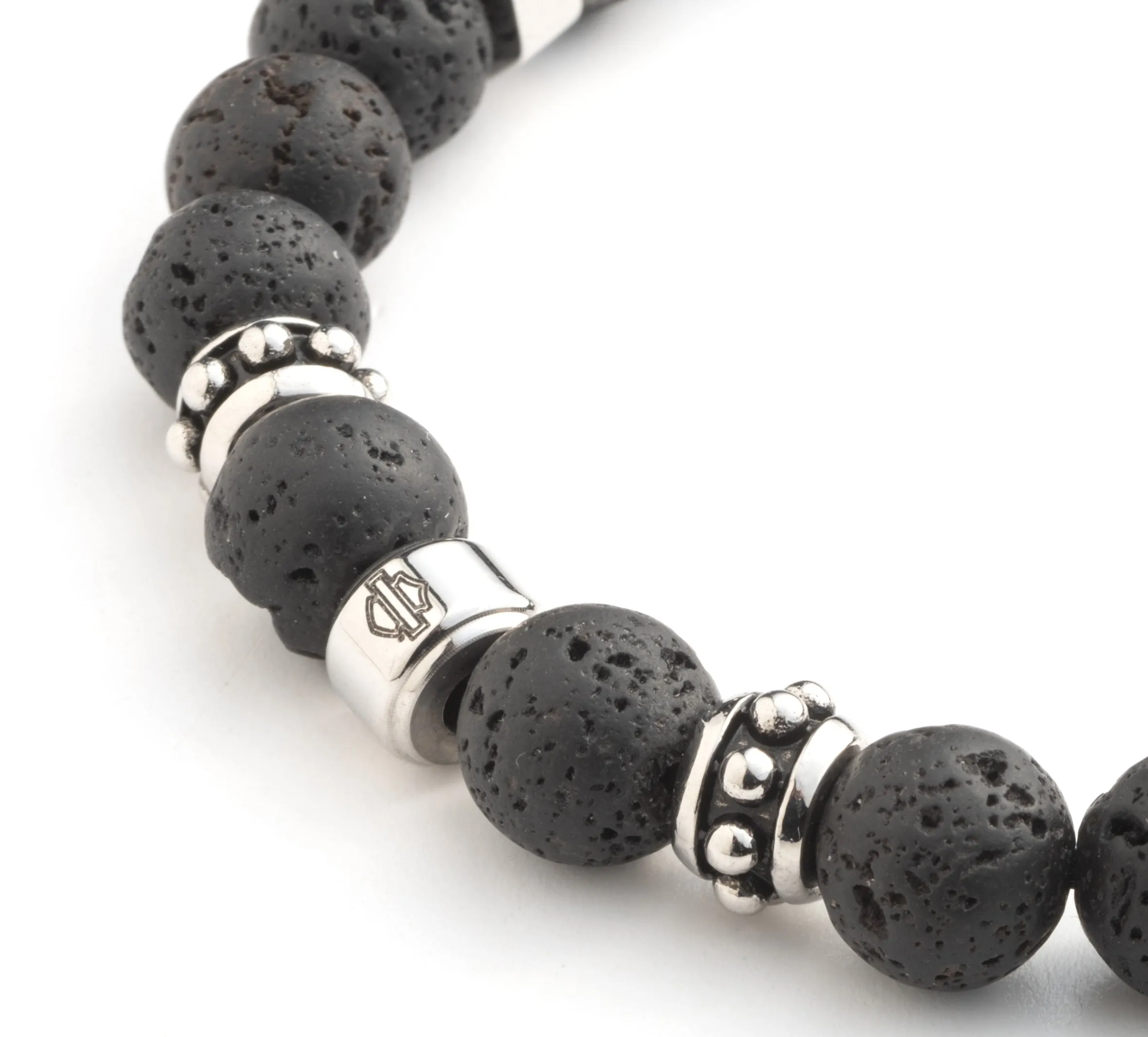 Men's Lava Bead Rondelle Bracelet - Black