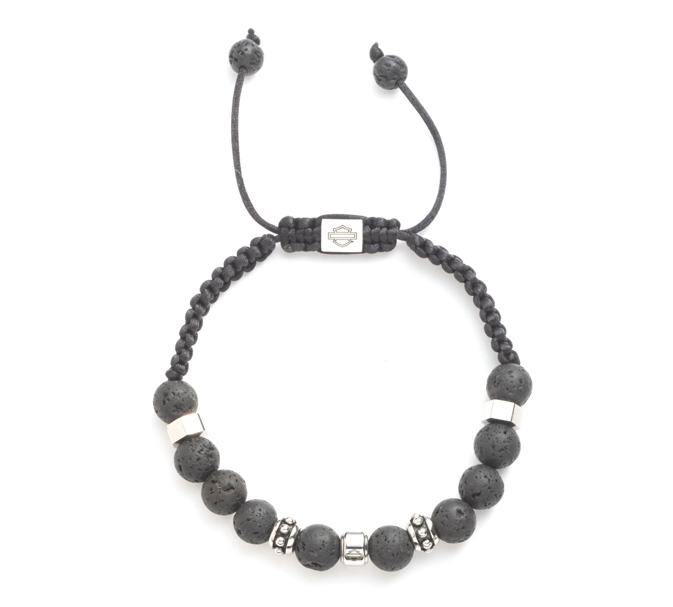 Men's Lava Bead Rondelle Bracelet - Black