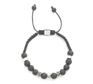 Men's Lava Bead Rondelle Bracelet - Black