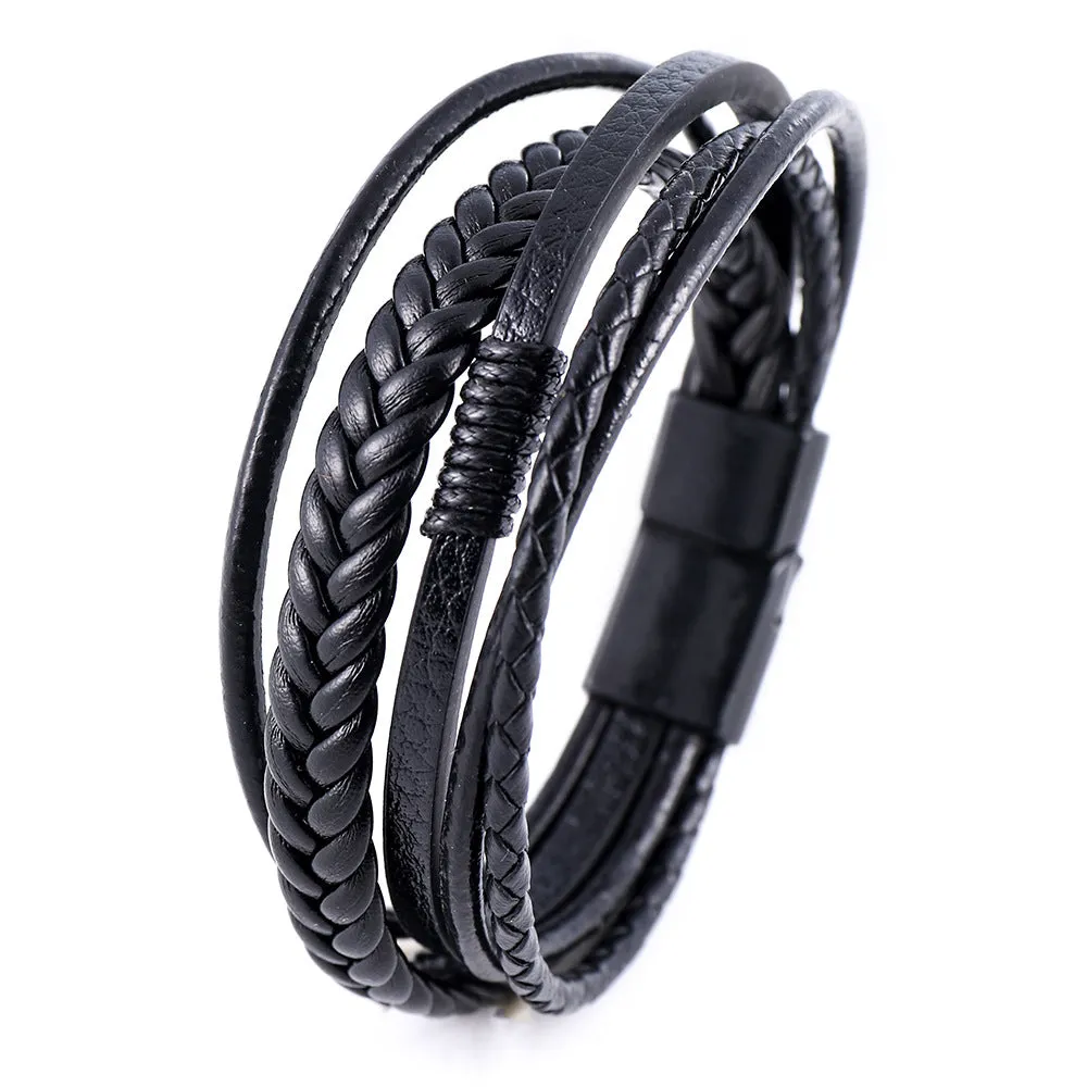 Men's Multilayer Braided Rope Leather Bracelet