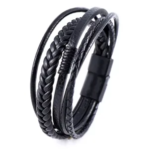 Men's Multilayer Braided Rope Leather Bracelet