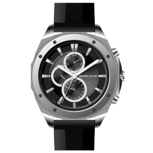 Michael Fellini Black Silicone Strap Black Dial Chronograph Quartz Watch for Gents - MF-2344-02