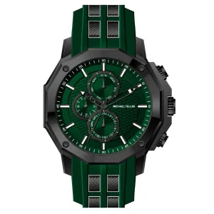 Michael Fellini Green Silicone Strap Green Dial Chronograph Quartz Watch for Gents - MF-2346-07