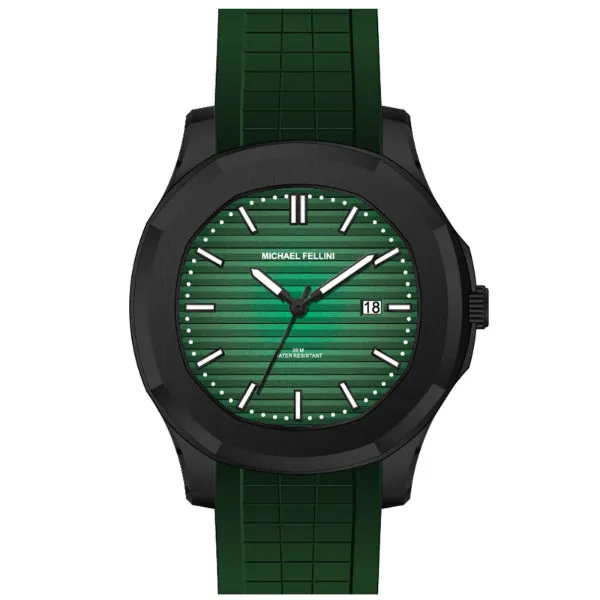 Michael Fellini Green Silicone Strap Green Dial Quartz Watch for Gents - MF2364-05