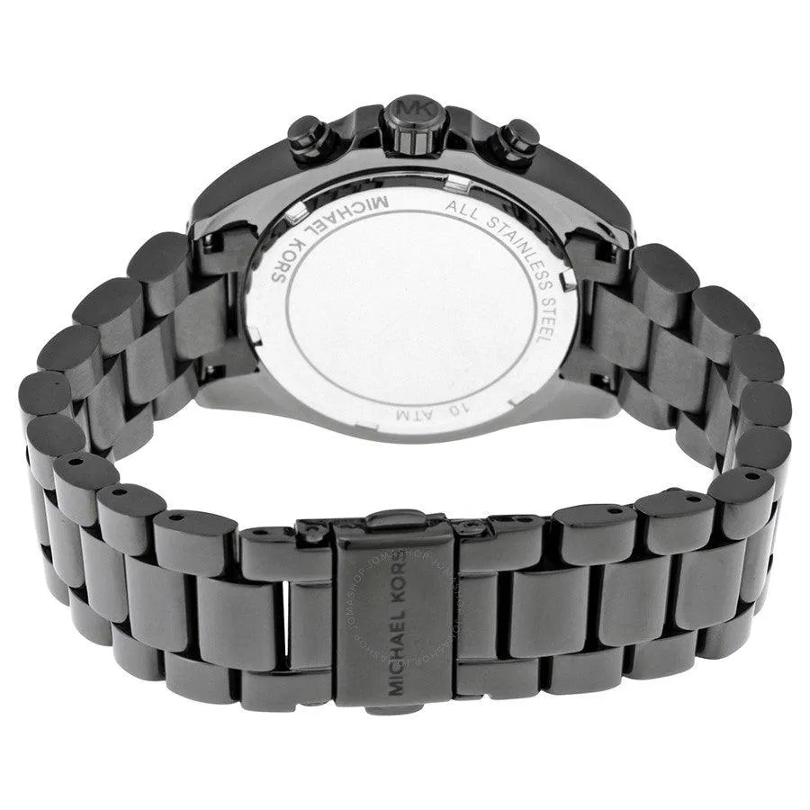Michael Kors MK6249 Bradshaw Black Dial Chronograph Gunmetal Tone Ladies Watch