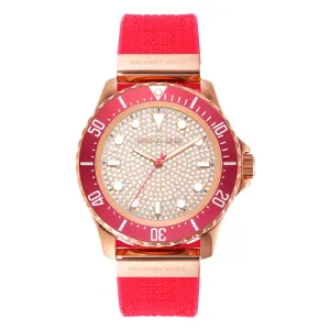 Michael Kors Slim Everest Pink Silicone Strap Rose Gold Dial Quartz Watch for Ladies - MK7359