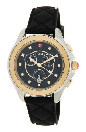 MICHELE CAPE CHRONO TWO TONE SILICONE STRAP WATCH