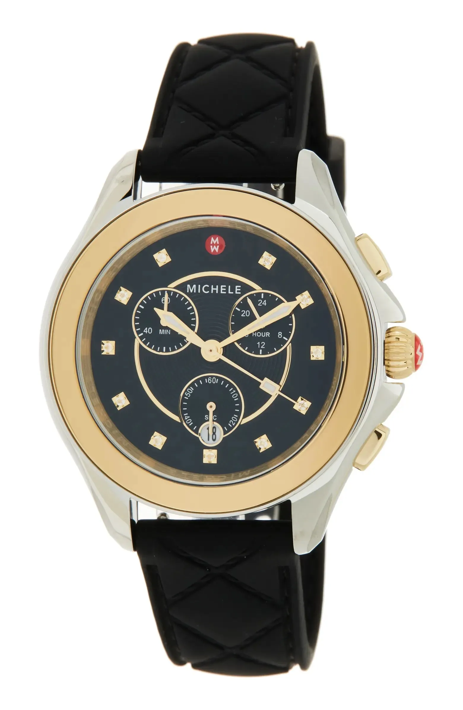 MICHELE CAPE CHRONO TWO TONE SILICONE STRAP WATCH