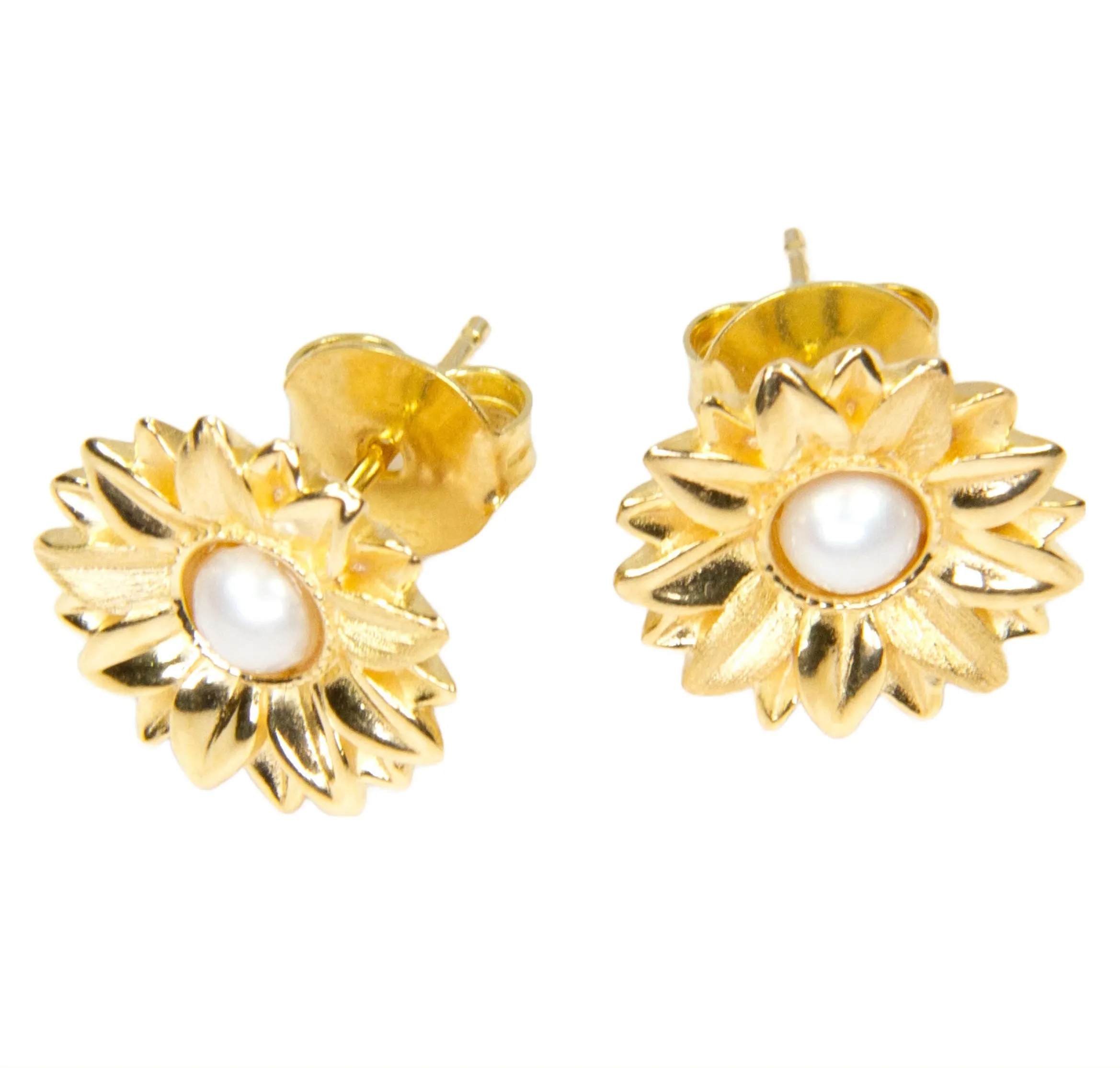 Micro Sunflower Earrings with Pearl