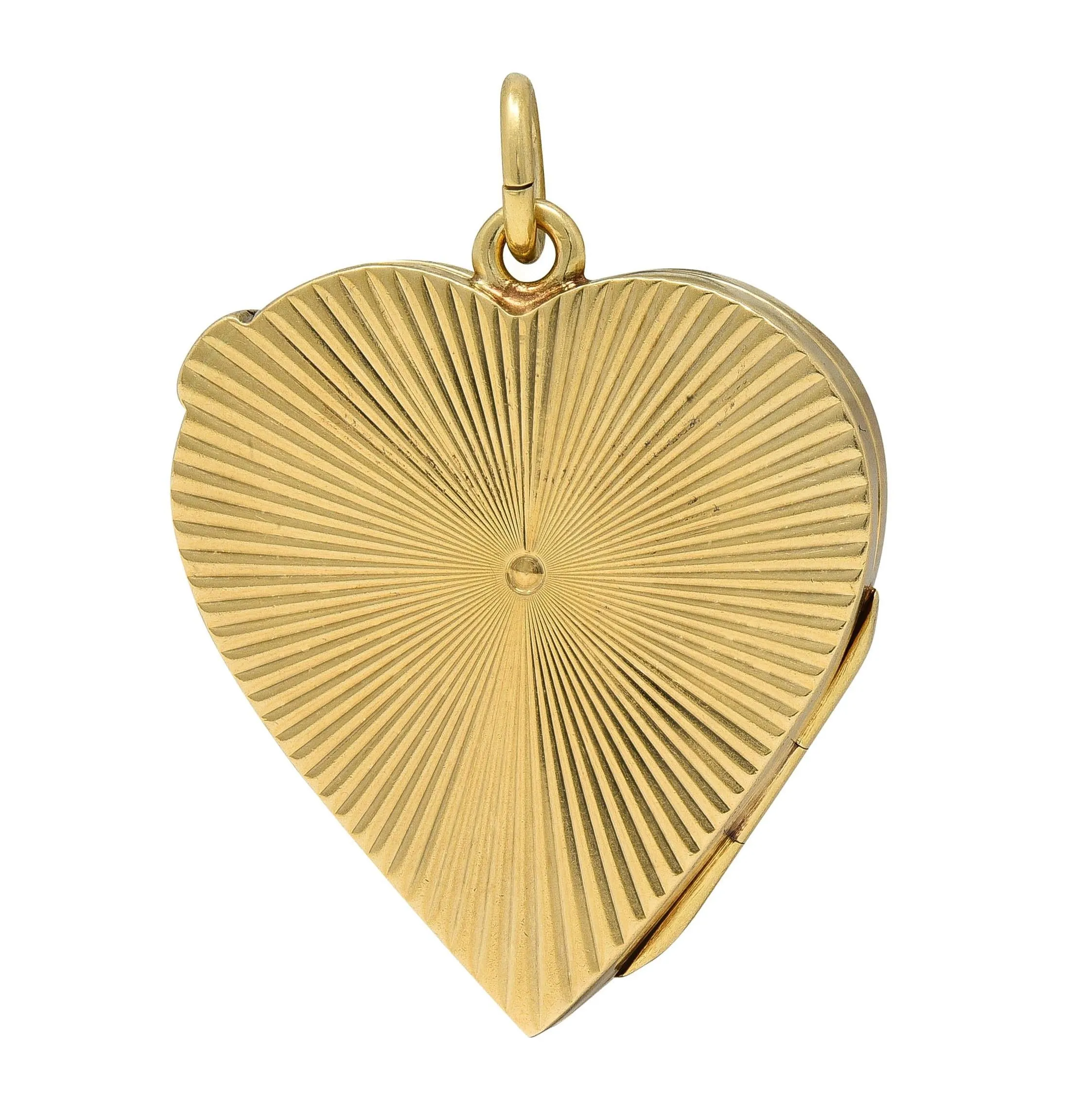 Mid-Century Diamond 14 Karat Yellow Gold Vintage Heart Locket Pendant