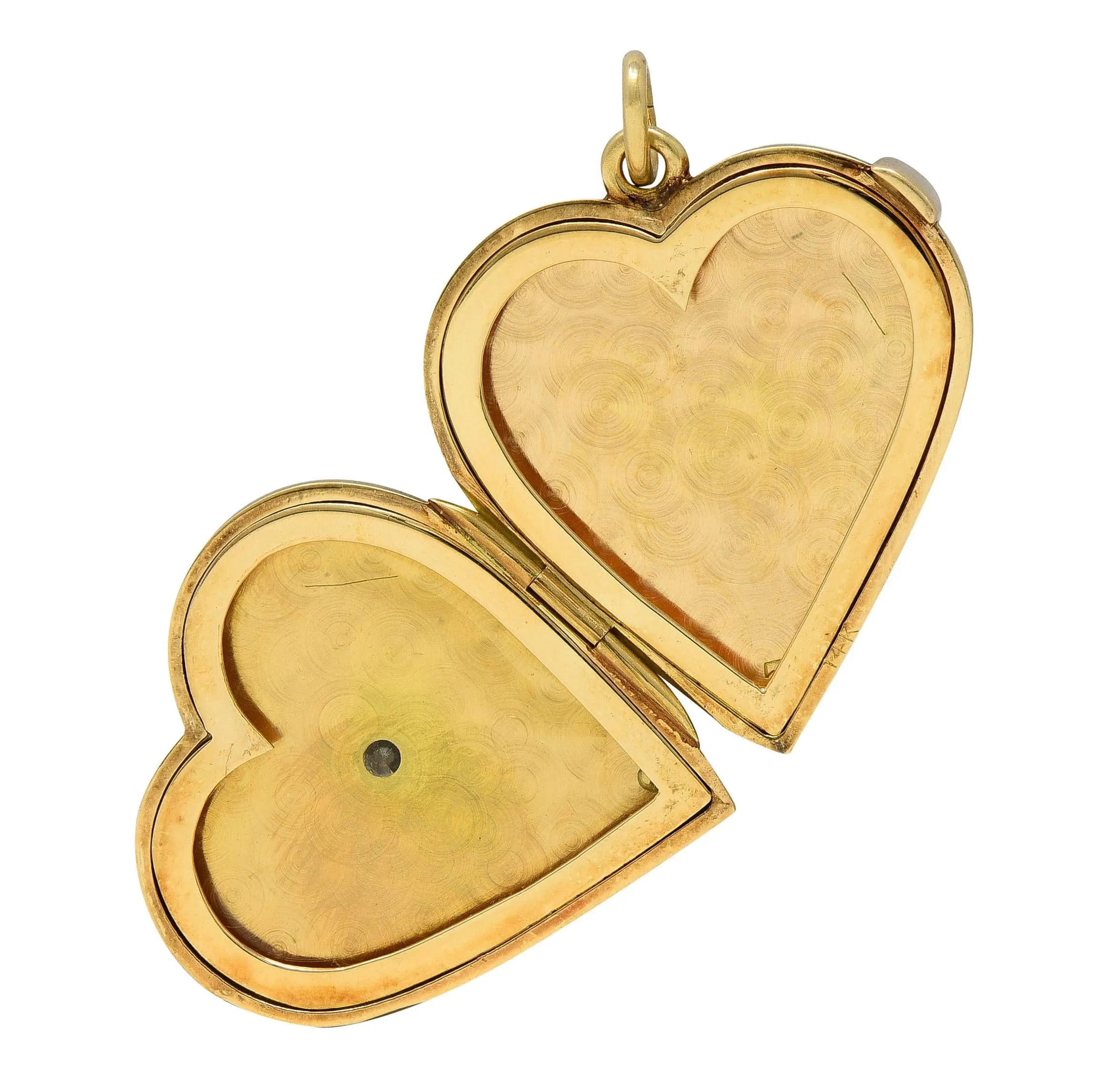 Mid-Century Diamond 14 Karat Yellow Gold Vintage Heart Locket Pendant