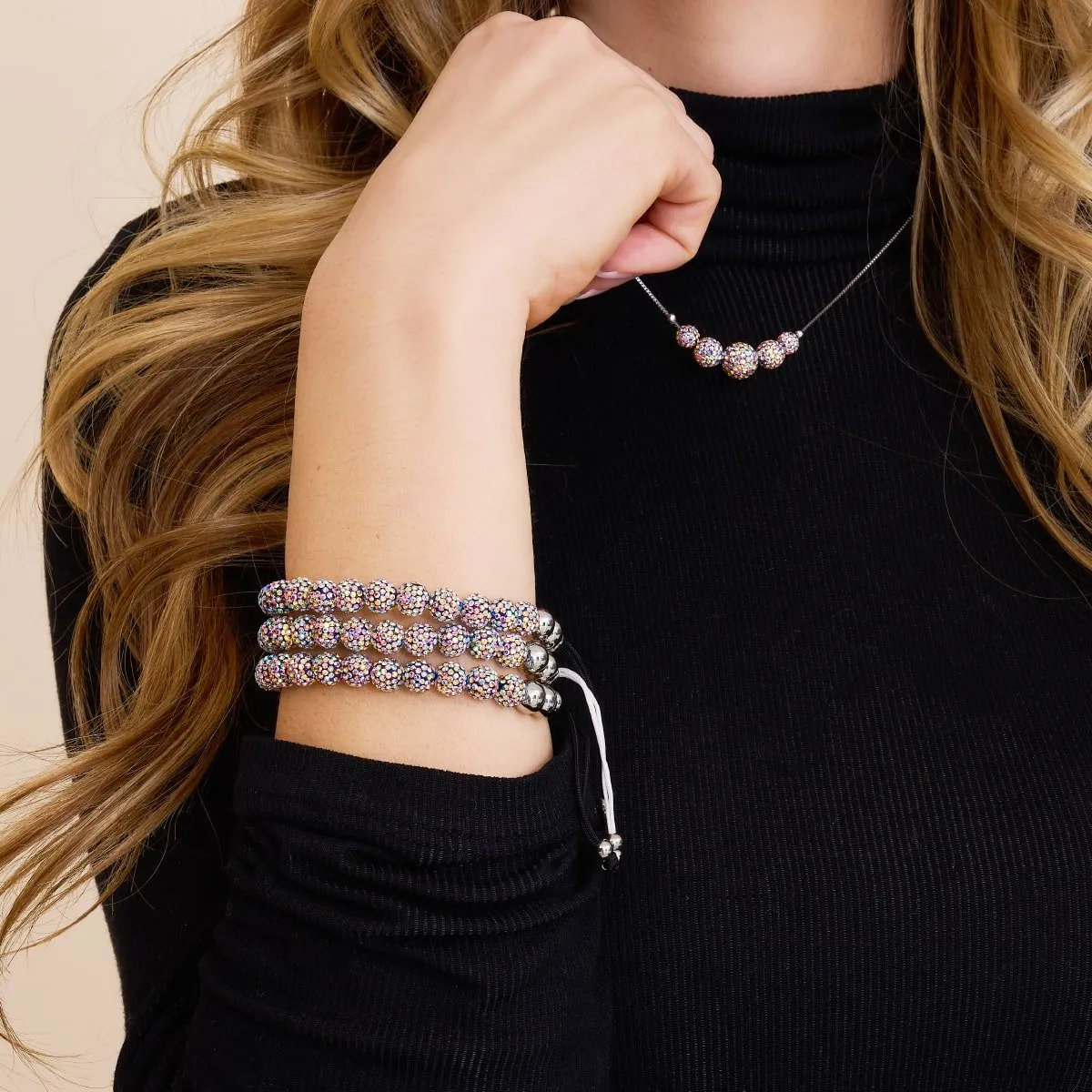 Midnight Confetti | Silver x White | Kikiballa Bracelet