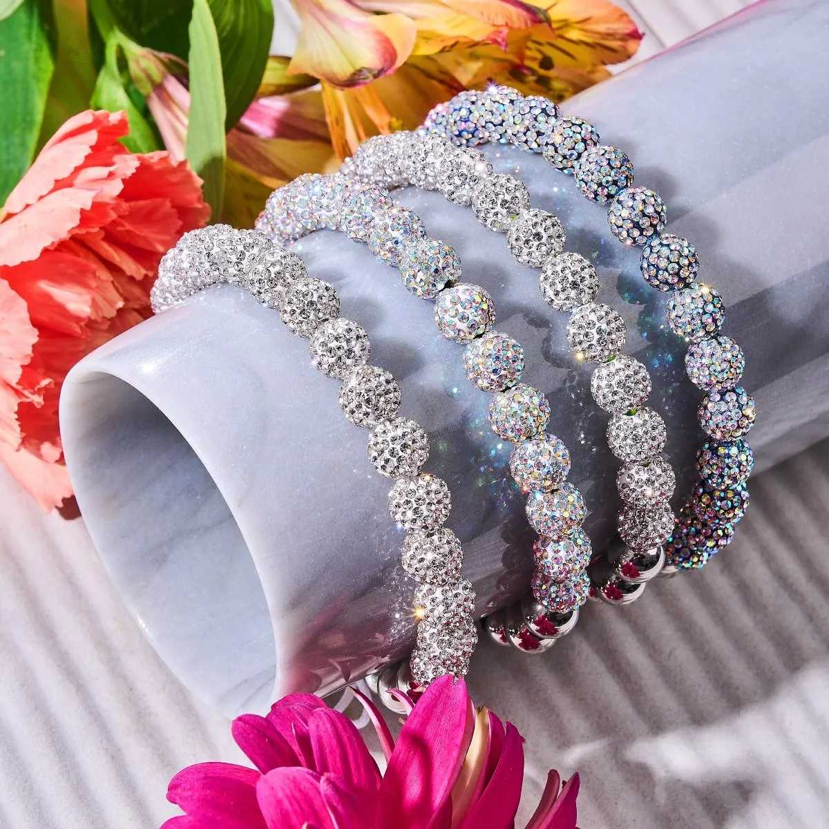 Midnight Confetti | Silver x White | Kikiballa Bracelet