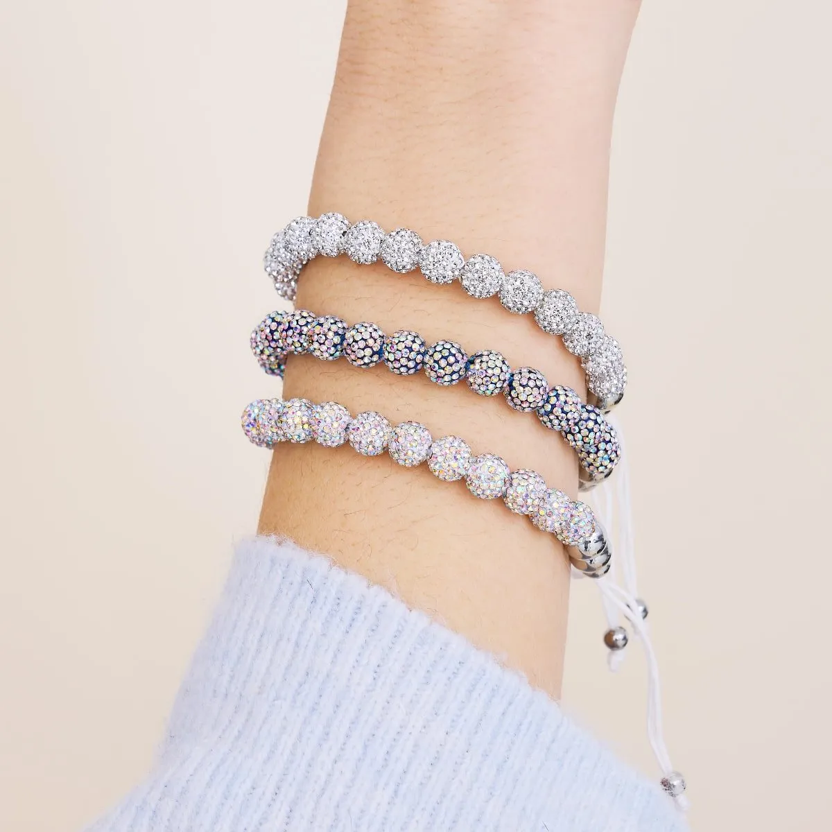 Midnight Confetti | Silver x White | Kikiballa Bracelet