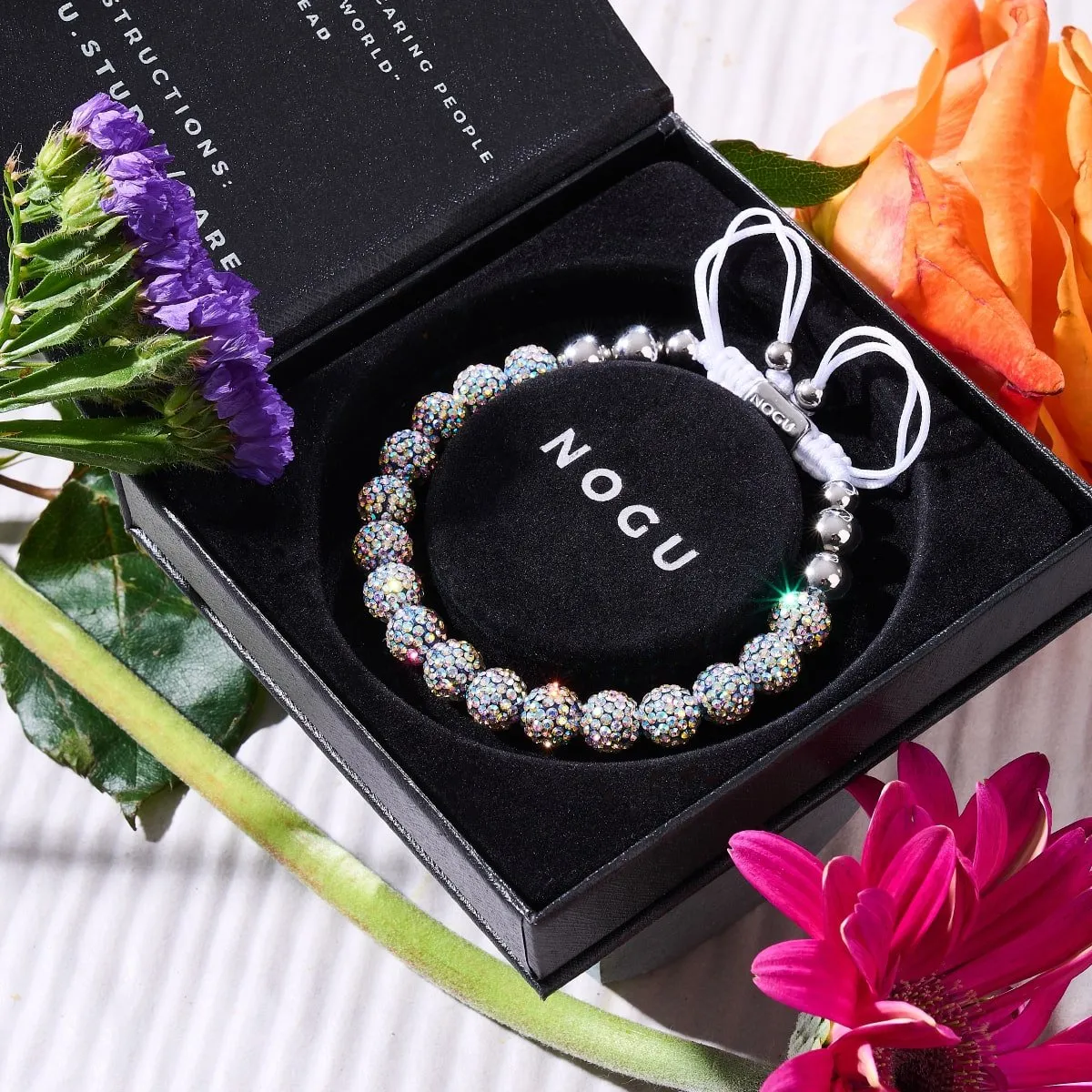 Midnight Confetti | Silver x White | Kikiballa Bracelet