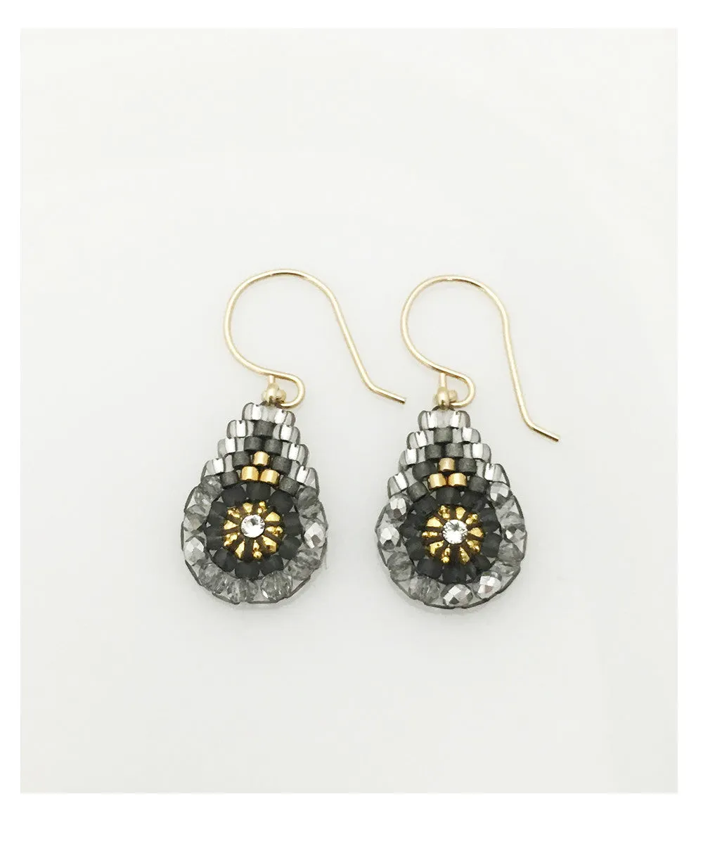 Miguel Ases Pyrite, Swarovski and Miyuki Seed Bead Earring